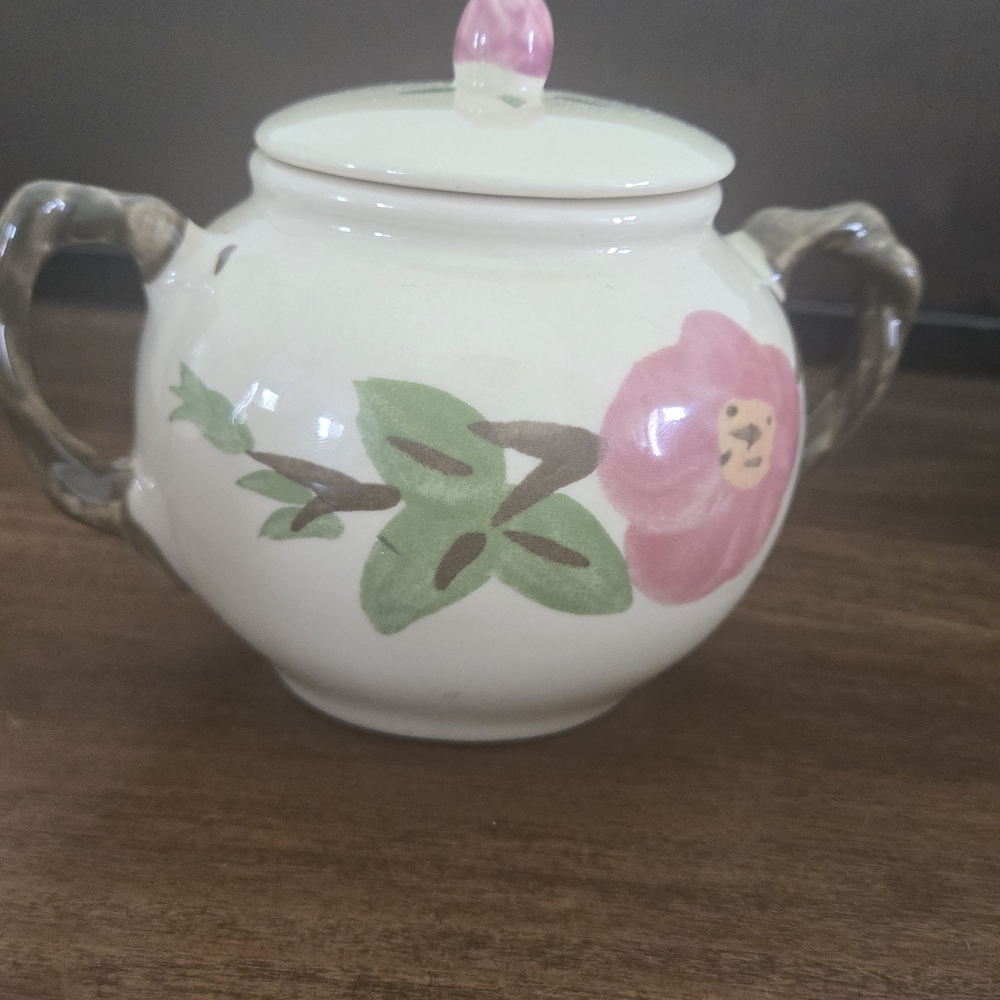 Floral Ceramic Tea Set with Pink and Green Accents - Picture 9 of 12